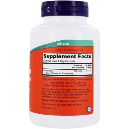 Now Foods Chromium Picolinate 200 Mcg - 250 Caps
