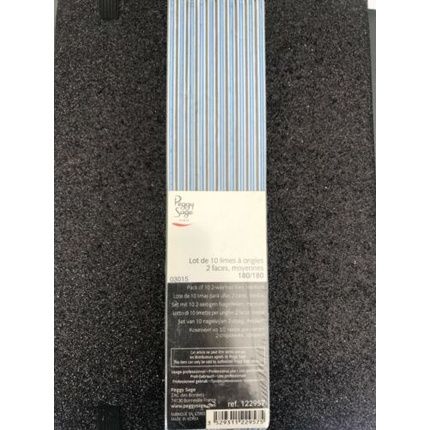 Peggy Sage Set Of 10 Medium Black Pro Grade 180/180 Grit Nail Files