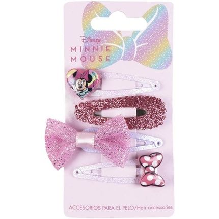 Minnie Mouse Hair Clips Pink Ideal For Decorating Hairstyles With Bow On Top And Glitter Original Product Designed In Spain