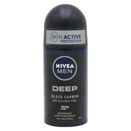 Nivea Antiperspirant Rollon 50Ml For Men Deep Black Carbon And Dark Wood 72 Hours Protection