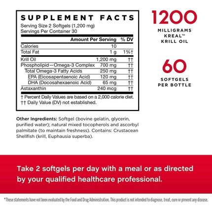 Jarrow Formulas Krill Oil - 60 Softgels - Phospholipid Omega-3 Complex With