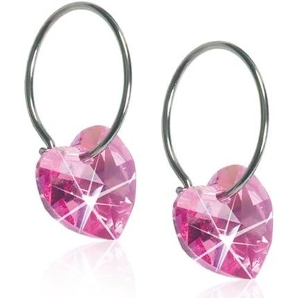 Blomdahl Hypoallergenic Natural Titanium Crystal Heart Pendant Earrings