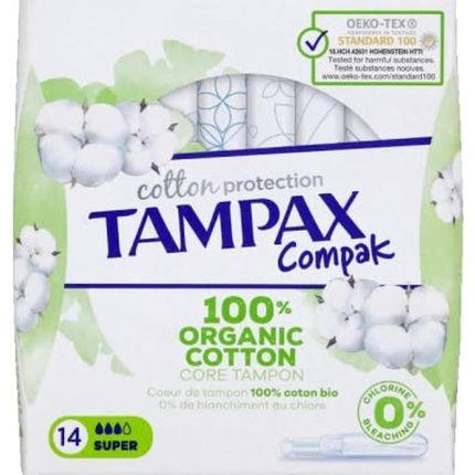Tampax Compak Cotton Protection Super Tampons With Applicator 14 Pieces