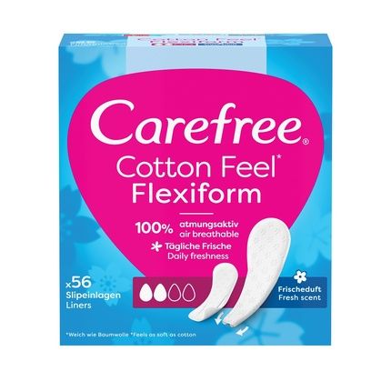 Carefree Cotton Feel Flexiform Hygiene Liners Fresh Scent - 56 Pieces