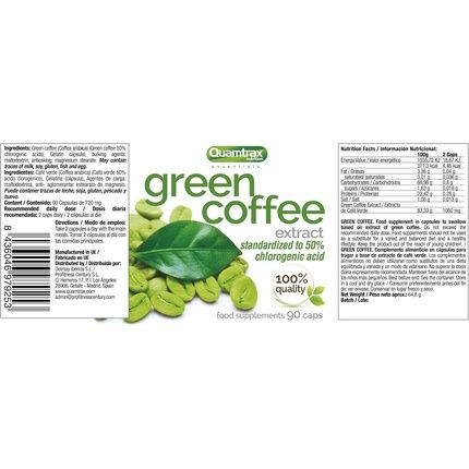 Quamtrax Nutrition Green Coffee 90 Capsules - Burns Fat And Increases Energy