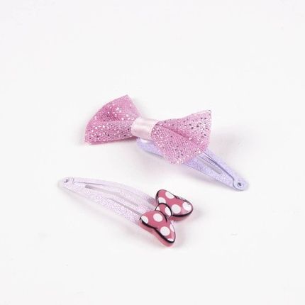 Minnie Mouse Hair Clips Pink Ideal For Decorating Hairstyles With Bow On Top And Glitter Original Product Designed In Spain - Image 3