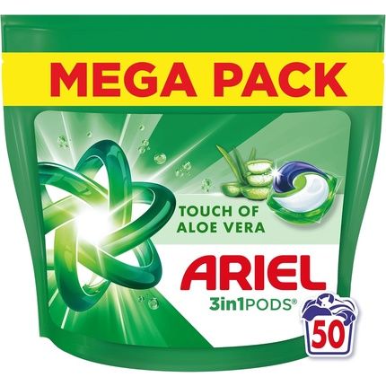 Ariel 3In1 Pods Liquid Laundry Detergent 50 Washes With Touch Of Aloe Vera
