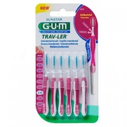 Gum Sunstar Gum Gum Gum فرشاة تنظيف ما بين الأسنان Proxabrush Trip 6 قطع 14 مم Iso 4
