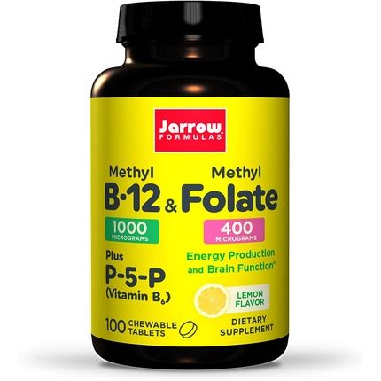 Jarrow Methyl B-12/Methyl Folate And Pyridoxal-5-Phosphate (P-5-P) Lozenges Supports Brain Health 100 Count