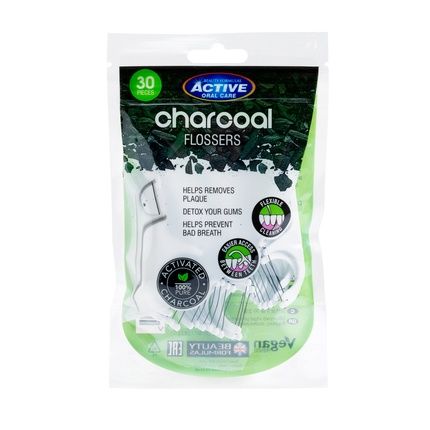 Beauty Formulas Active Oral Care Toothpicks With Activated Charcoal - 30 Pieces