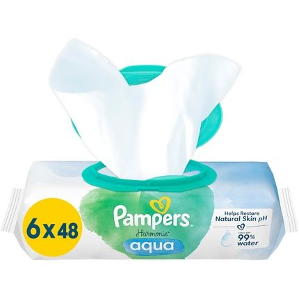 Pampers Harmonie Aqua Baby Wipes 48 Wipes X 6 - Pack Of 288