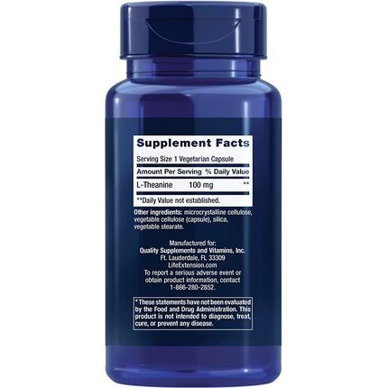 Life Extension L-Theanine 100Mg Vegetarian Capsules 60 Count