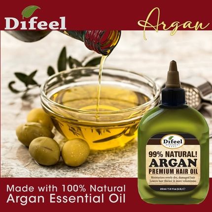 Difeel Premium Natural Hair Oil Argan Oil Moisturizes And Smooths Hair 235Ml