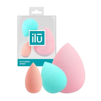 T4B Ilu Small, Medium, And Large 3 Piece Makeup Sponges Set For Liquid Cosmetics And Powder