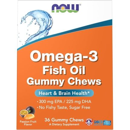 Now Supplements Omega-3 Fish Oil Gummy Chews Orange Passion Fruit Flavor 36 Count
