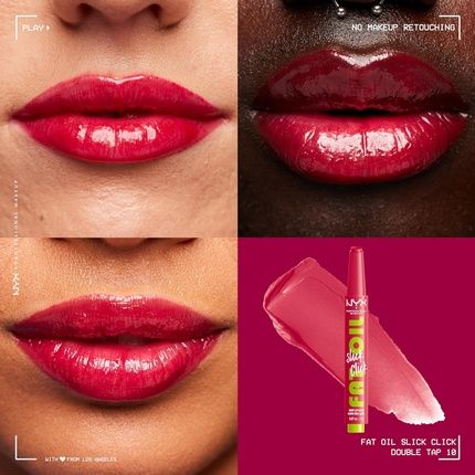 Nyx Professional Makeup Fat Oil Slick Click Lightweight Buildable Pigmented Vegan Lip Balm Double Tap 10
