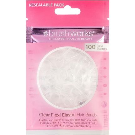 Brushworks Clear Flexi Elastic Hair Bands - 100 Pieces