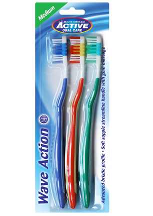 Active Oral Care Wave Action Medium Toothbrushes 3 Pack