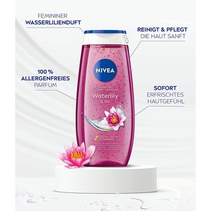 Nivea Waterlily & Oil Shower Gel 250Ml Ph Neutral With Nourishing Oil Beads