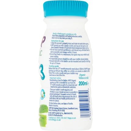 Hipp Organic 3 Growing Up Toddler Milk Formula Ready To Feed Liquid 200Ml Pack - Image 3