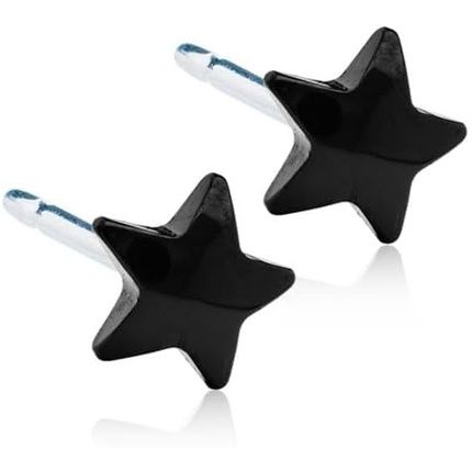 Blomdahl Hypoallergenic Black Titanium 8Mm Star Stud Earrings