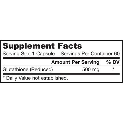 Jarrow Formulas Reduced Glutathione 500Mg 60 Veggie Caps