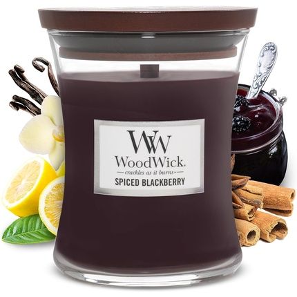 Woodwick Medium Hourglass Scented Candle Spiced Blackberry With Crackling