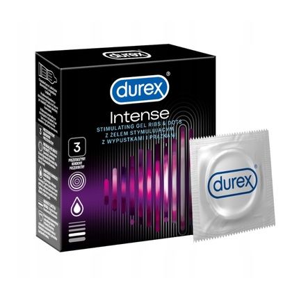 Durex Intense Ribbed Condoms With Stimulating Gel - 3 Pieces