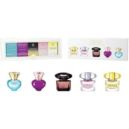 Versace 5Ml Set: Dylan Turquoise Eau De Parfum, Dylan Purple Eau De Parfum, Crystal Noir Eau De Toilette, Bright Crystal Eau De Parfum, Yellow Diamond Eau De Toilette