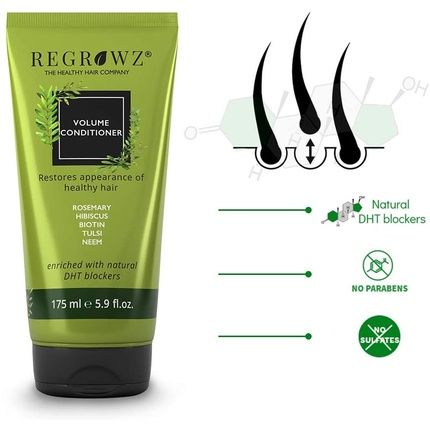 Regrowz Volume Conditioner With Hibiscus Trigonella Fruit Extracts And Tea Tree Oil Enriched With Natural Dht Blocker 175G 5.9 Fl.Oz. - Image 3
