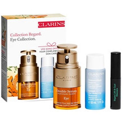 Clarins Double Serum Set Includes Double Serum Eye 20Ml Instant Eye Make Up Remover 50Ml And Mascara Supra Lift & Curl 3Ml