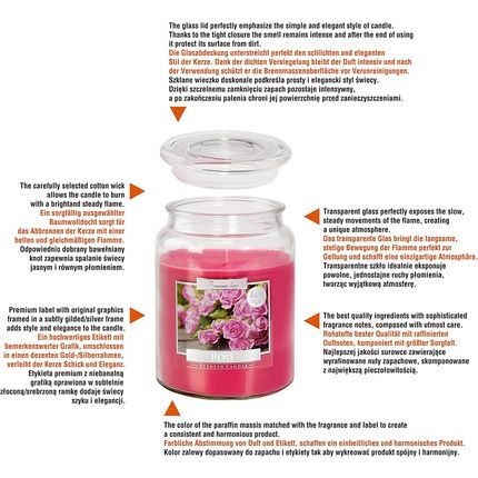 Large Scented Candle, Scent: Rose, Candle In A Large Jar With Lid