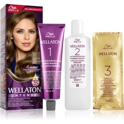 Wella Wellaton Intense Permanent Hair Color With Argan Oil 7/2 Matte Medium Blond - 1 Piece