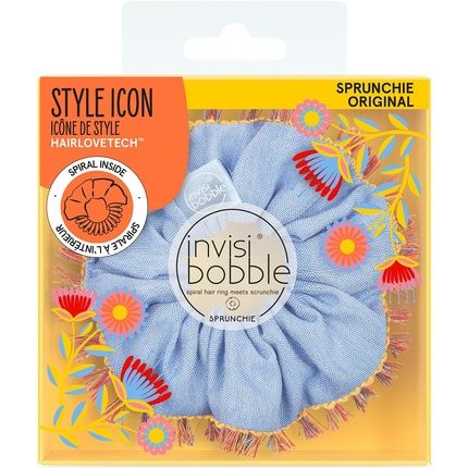 Invisibobble Sprunchie Hola Lola Scrunchie Denim Girls Women Fabric Hair Scrunchie Limited Collection Flores Bloom