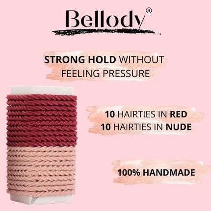 Bellody Minis Small Mini Hair Ties For Stylish Braids And Small Braids 20 Pieces Rose/Red