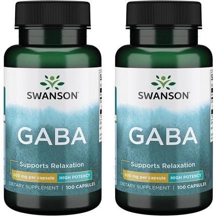 Swanson Gaba Amino Acid Supplement Promoting Calm & Relaxation 100 Capsules 500Mg - Pack Of 2