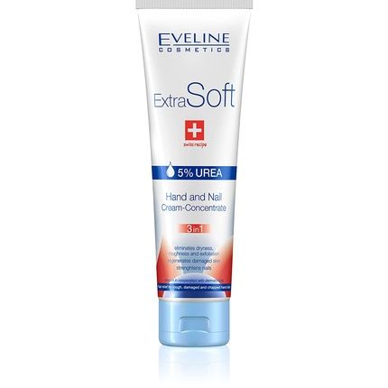 Eveline Cosmetics Extra Soft Hand Cream For Dry And Rough Hands 3-In-1 100Ml - Nail And Hand Cream - Intensive Regeneration - Strengthened Nails
