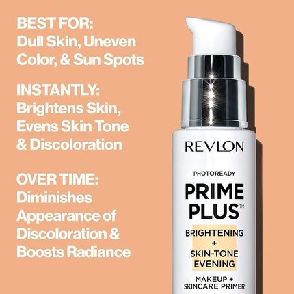 Revlon Prime Plus Makeup & Skincare Primer Brightening And Skin-Tone Evening With Vitamin C And Lactic Acid 30Ml - Image 3