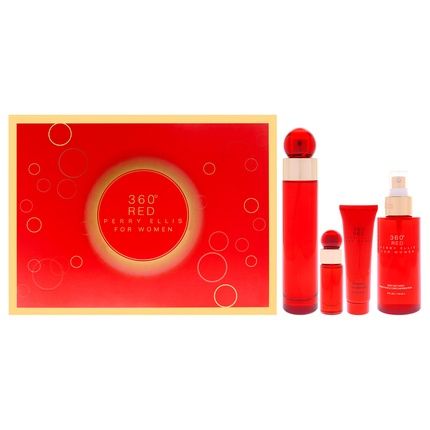 Perry Ellis 360 Red For Women 4 Piece Gift Set Including 34Oz Eau De Parfum Spray 025Oz Eau De Parfum Spray Mini 4Oz Body Mist And 3Oz Shower Gel