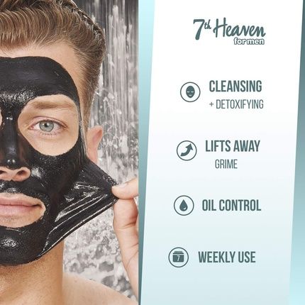 7Th Heaven Black Clay Easy Peel-Off Face Mask With Activated Charcoal And Witch Hazel For Men - Image 3