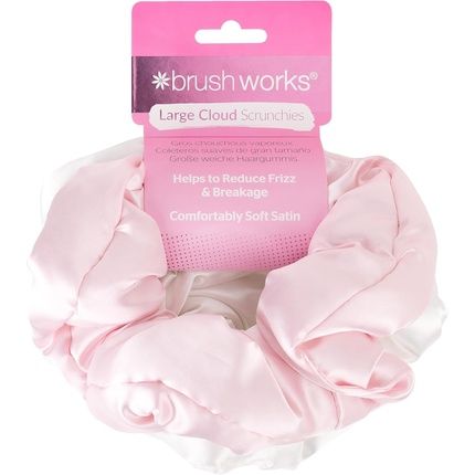 Brushworks Large Cloud Scrunchies Pink & White - Pack Of 2