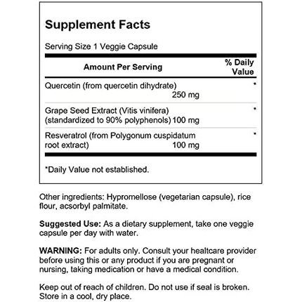Swanson Resveratrol & Quercetin Veg Capsules 30 - Image 3