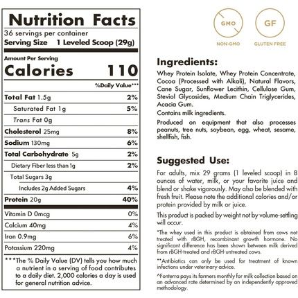 Solgar Grass Fed Whey To Go Protein Powder Chocolate, 2.3 Lb - 20G Of Grass-Fed