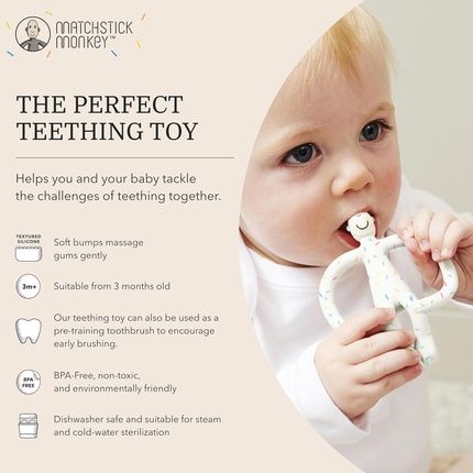 Matchstick Monkey Original Teether And Gel Applicator Antimicrobial Silicone - Image 3