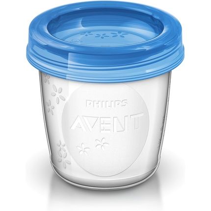 Philips Avent Reusable Breast Milk Storage Cups 180Ml Transparent Blue 10 Count