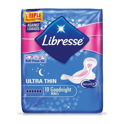 Libresse Sanitary Napkins Maxi Goodnight Wing 10 Pcs
