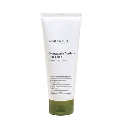 Mary&May Houttuynia Cordata + Tea Tree Cleansing Foam 5.07 Fl Oz / 150 Ml - Pore Care Cleanser For Trouble And Sensitive Skin