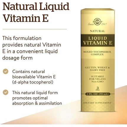 Solgar Natural Source Liquid Vitamin E 59.2Ml - Immunity Support - Vegan - Image 3