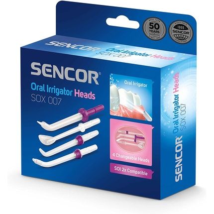 4 رؤوس بديلة قابلة للتغيير لري الفم أبيض/أرجواني