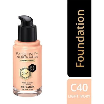 Max Factor Facefinity 3-In-1 All Day Flawless Liquid Foundation Spf 20 40Ml